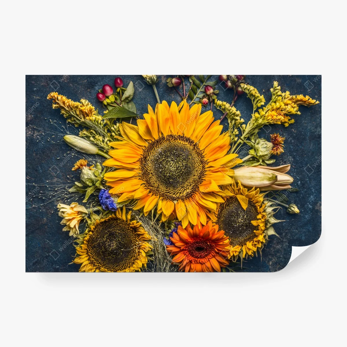 Fotomural composición otoñal de girasoles sobre fondo rústico – Pixers® Fotomural composición otoñal de girasoles sobre fondo rústico – Pixers®