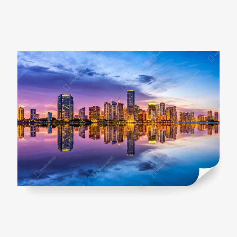 Fotomural horizonte de Miami al atardecer