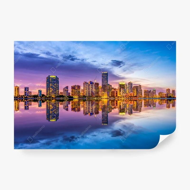 Fotomural horizonte de Miami al atardecer