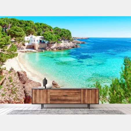Fotomural cala mediterránea de aguas turquesas – Pixers®
