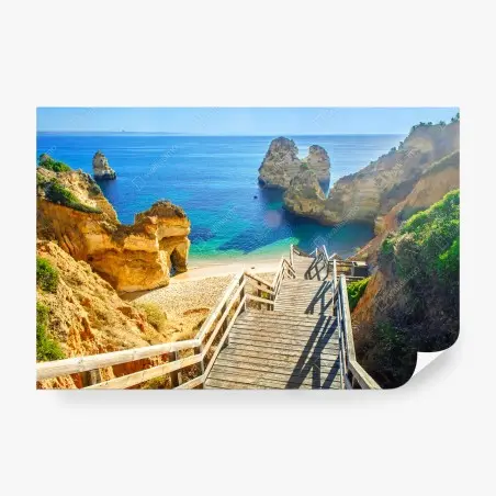 Fotomural escalera hacia la cala de aguas cristalinas – Pixers®