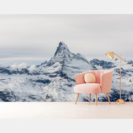 Fotomural pico alpino nevado y sereno – Pixers®