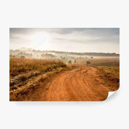 Fotomural amanecer en la vía de tierra del Parque Nacional Thung Salaeng Luang, Tailandia – Pixers®