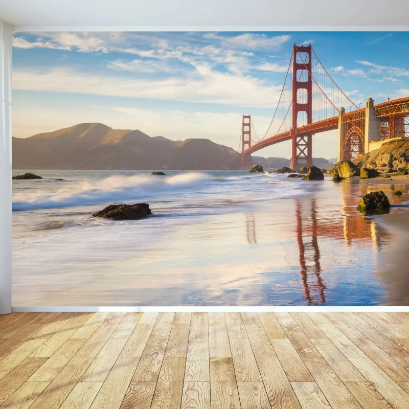 Fotomural atardecer sobre el Golden Gate en San Francisco
