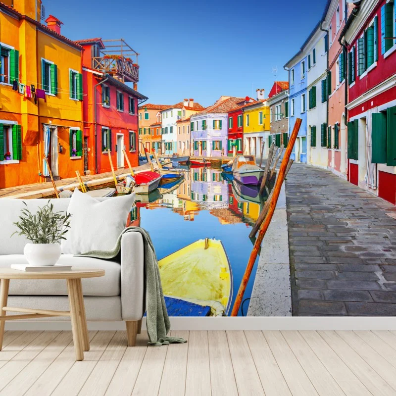 Fotomural canal colorido en Burano