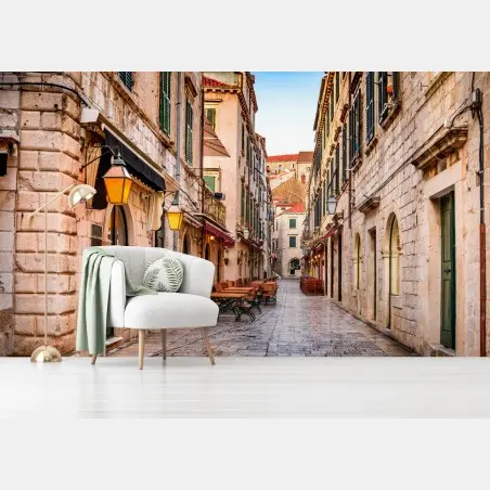 Fotomural calle medieval de Dubrovnik al amanecer – Pixers®