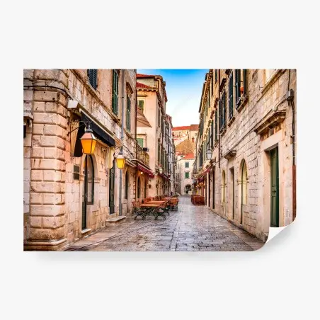 Fotomural calle medieval de Dubrovnik al amanecer – Pixers®