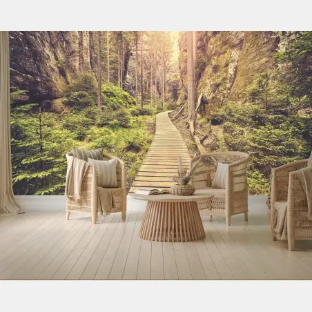 Fotomural camino de madera entre rocas en Adrspach Teplice – Pixers®