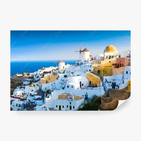 Fotomural panorama costero de Oia, Santorini – Pixers®