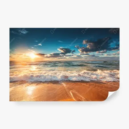 Fotomural amanecer dorado sobre el mar – Pixers®