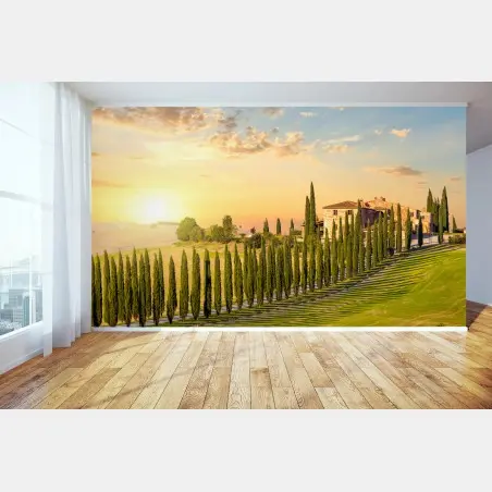 Fotomural atardecer dorado en Toscana – Pixers®
