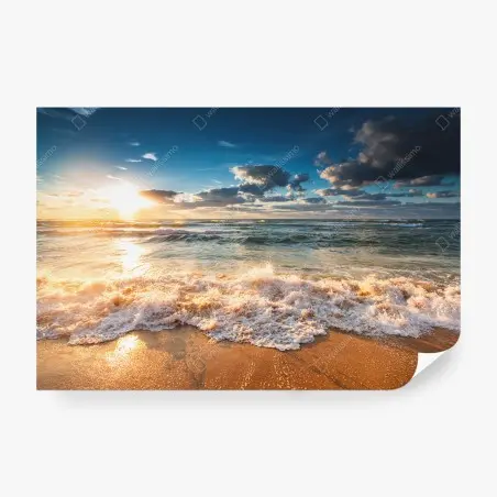 Fotomural amanecer dorado sobre el mar – Pixers®