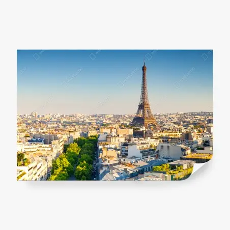 Fotomural panorama de París con la Torre Eiffel al atardecer – Pixers®