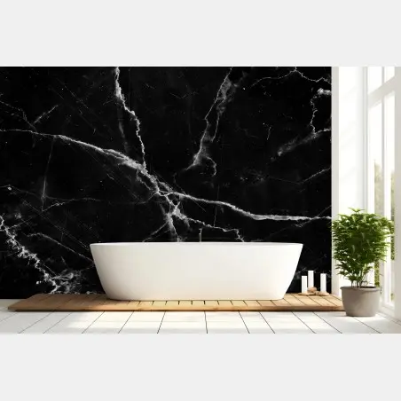 Fotomural mármol negro con vetas blancas y contraste elegante – Pixers®