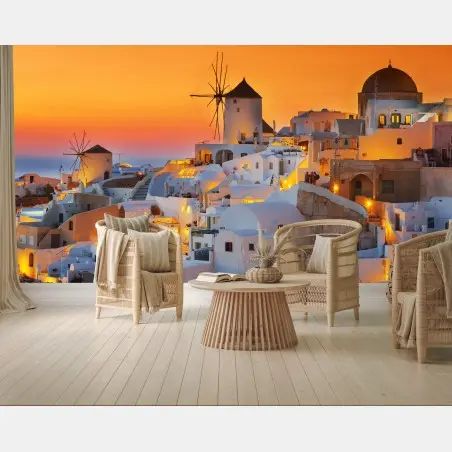 Fotomural magia del atardecer en Oia, Santorini – Pixers®