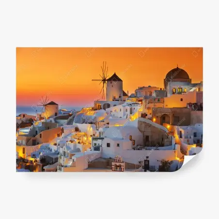 Fotomural magia del atardecer en Oia, Santorini – Pixers®