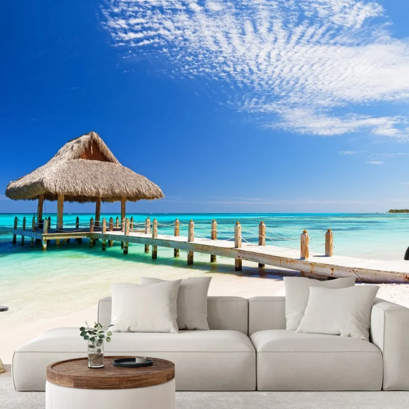 Fotomural paraíso de arena blanca en Cap Cana, República Dominicana