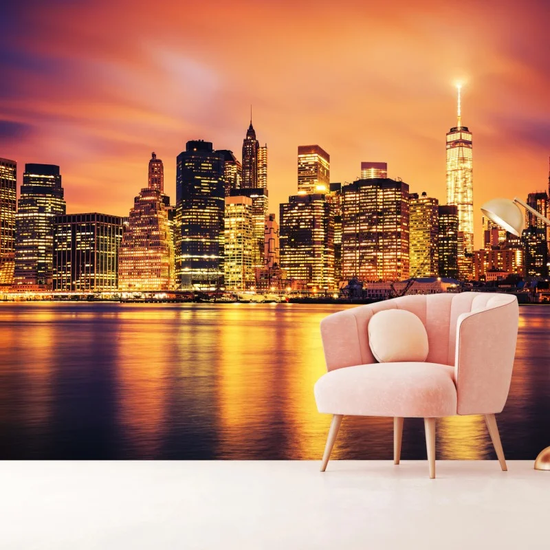 Fotomural atmósfera dorada de Manhattan al atardecer