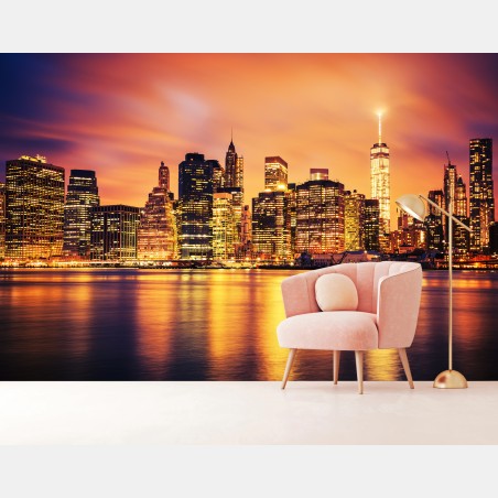 Fotomural atmósfera dorada de Manhattan al atardecer – Pixers®