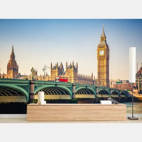Fotomural vistas emblemáticas de Londres con Big Ben al atardecer – Pixers®