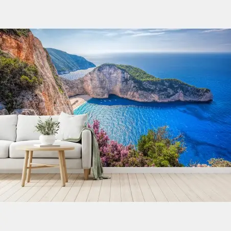 Fotomural vista panorámica de Navagio en Zakynthos – Pixers®