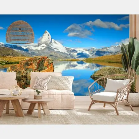 Fotomural reflejo del Matterhorn en lago alpino – Pixers®