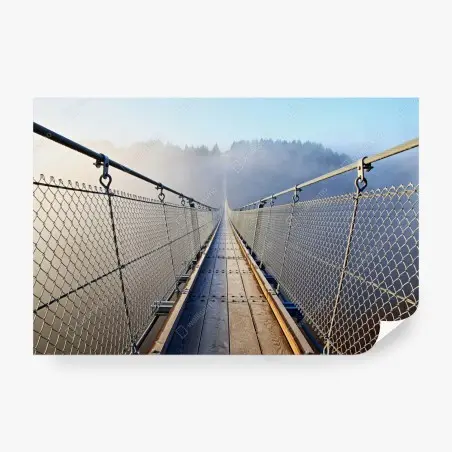 Fotomural puente colgante entre niebla para decoración de pared – Pixers®