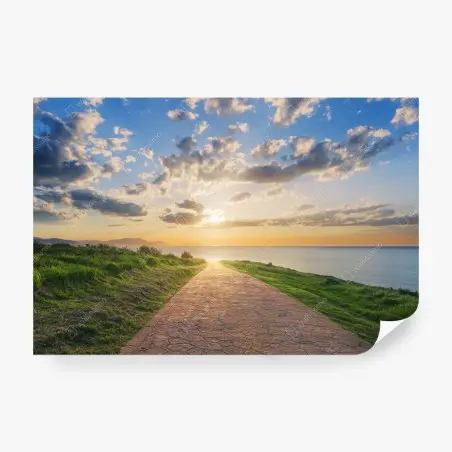 Fotomural camino hacia el mar en Getxo al atardecer – Pixers®