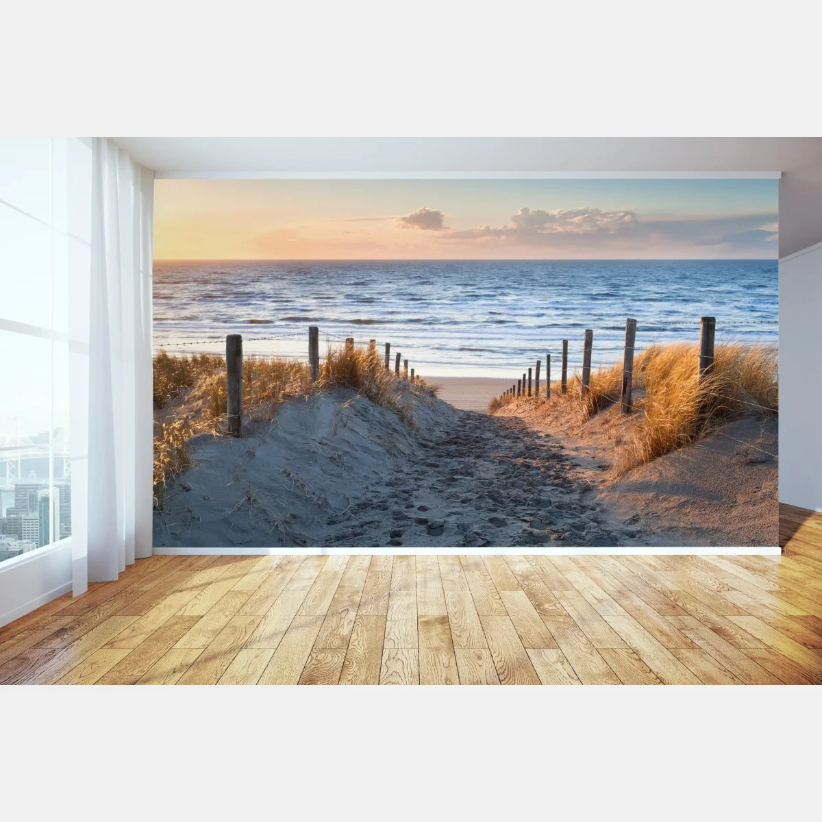 Fotomural pasarela de dunas hacia el mar al atardecer – Pixers® Fotomural pasarela de dunas hacia el mar al atardecer – Pixers®