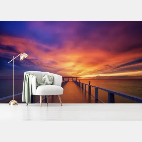 Fotomural muelle al atardecer en isla paradisíaca – Pixers®