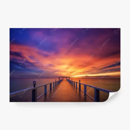 Fotomural muelle al atardecer en isla paradisíaca – Pixers®