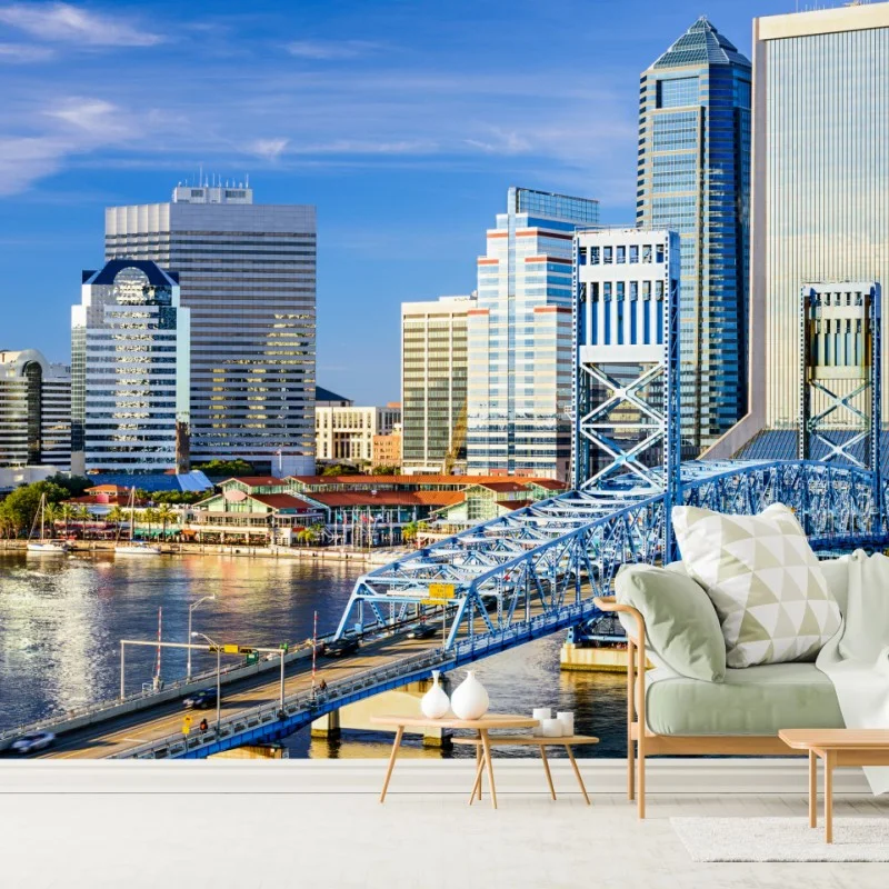 Fotomural panorama urbano de Jacksonville junto al río St. Johns