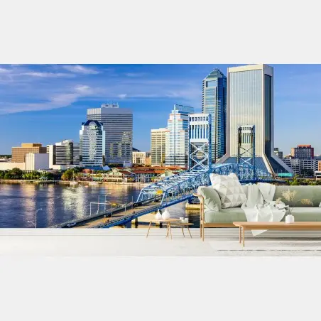 Fotomural panorama urbano de Jacksonville junto al río St. Johns – Pixers®