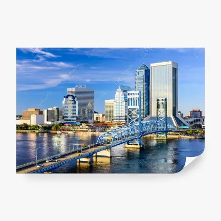 Fotomural panorama urbano de Jacksonville junto al río St. Johns – Pixers®