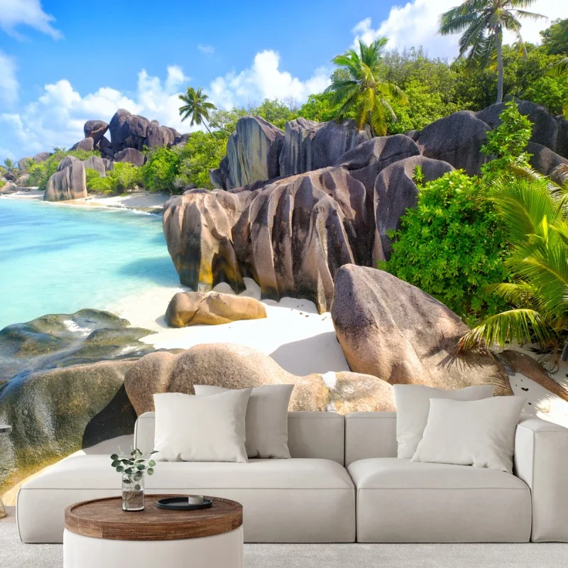 Fotomural escena paradisíaca en Anse Source d'Argent, La Digue, Seychelles