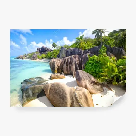 Fotomural escena paradisíaca en Anse Source d'Argent, La Digue, Seychelles – Pixers®