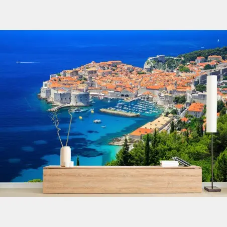 Fotomural panorámica de Dubrovnik y su costa amurallada – Pixers®