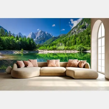 Fotomural reflejo sereno en lago de montaña – Pixers®