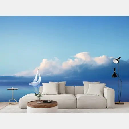 Fotomural velero en mar sereno bajo cielo azul – Pixers®