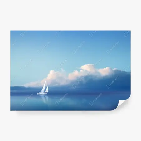 Fotomural velero en mar sereno bajo cielo azul – Pixers®