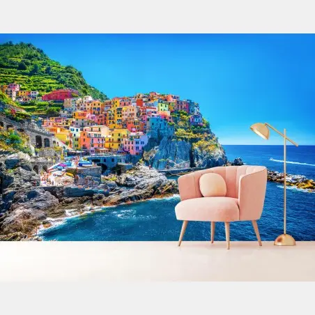 Fotomural casas de colores en acantilado de Manarola – Pixers®