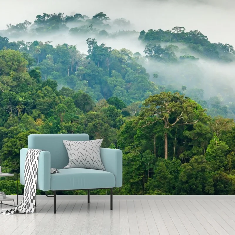 Fotomural niebla matutina en el bosque tropical de Kaeng Krachan
