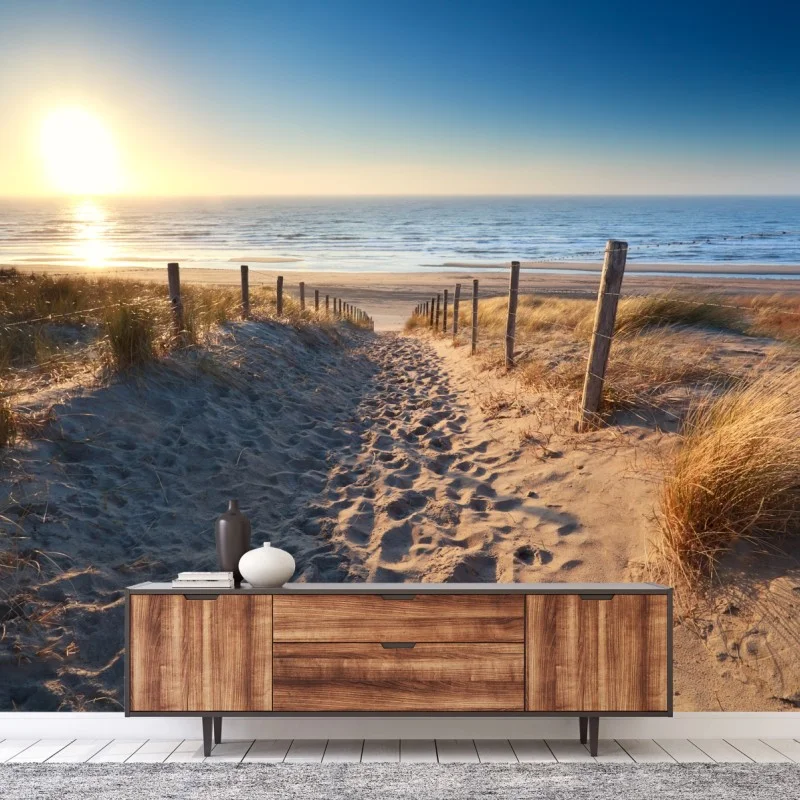 Fotomural sendero de arena hacia el mar en Zandvoort