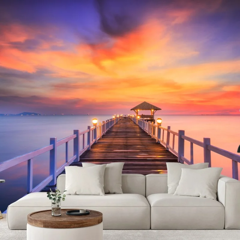 Fotomural muelle de madera al amanecer