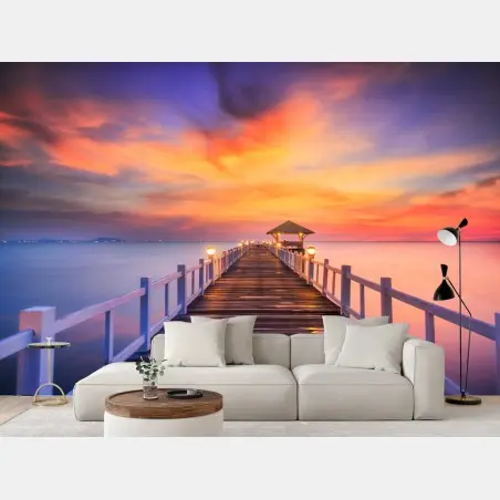 Fotomural muelle de madera al amanecer – Pixers®
