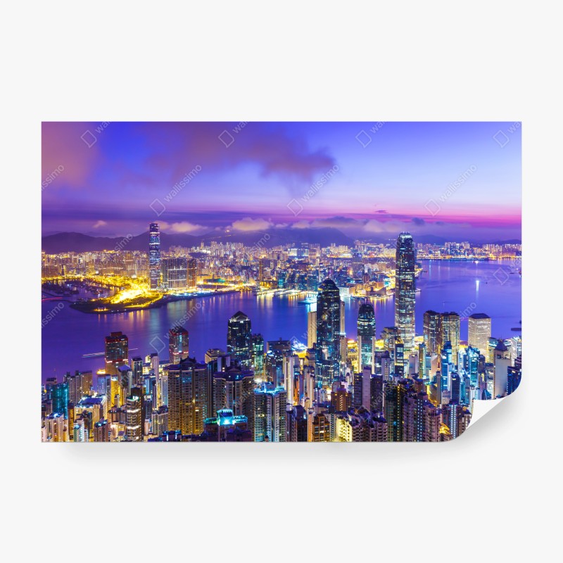 Fotomural amanecer en Hong Kong: horizonte iluminado