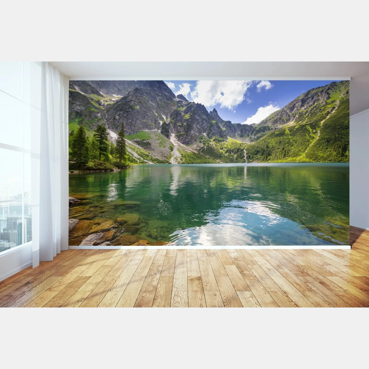 Fotomural lago esmeralda entre montañas – Pixers® Fotomural lago esmeralda entre montañas – Pixers®