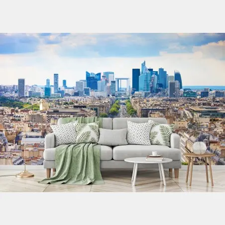 Fotomural vista panorámica de París hacia La Défense – Pixers®