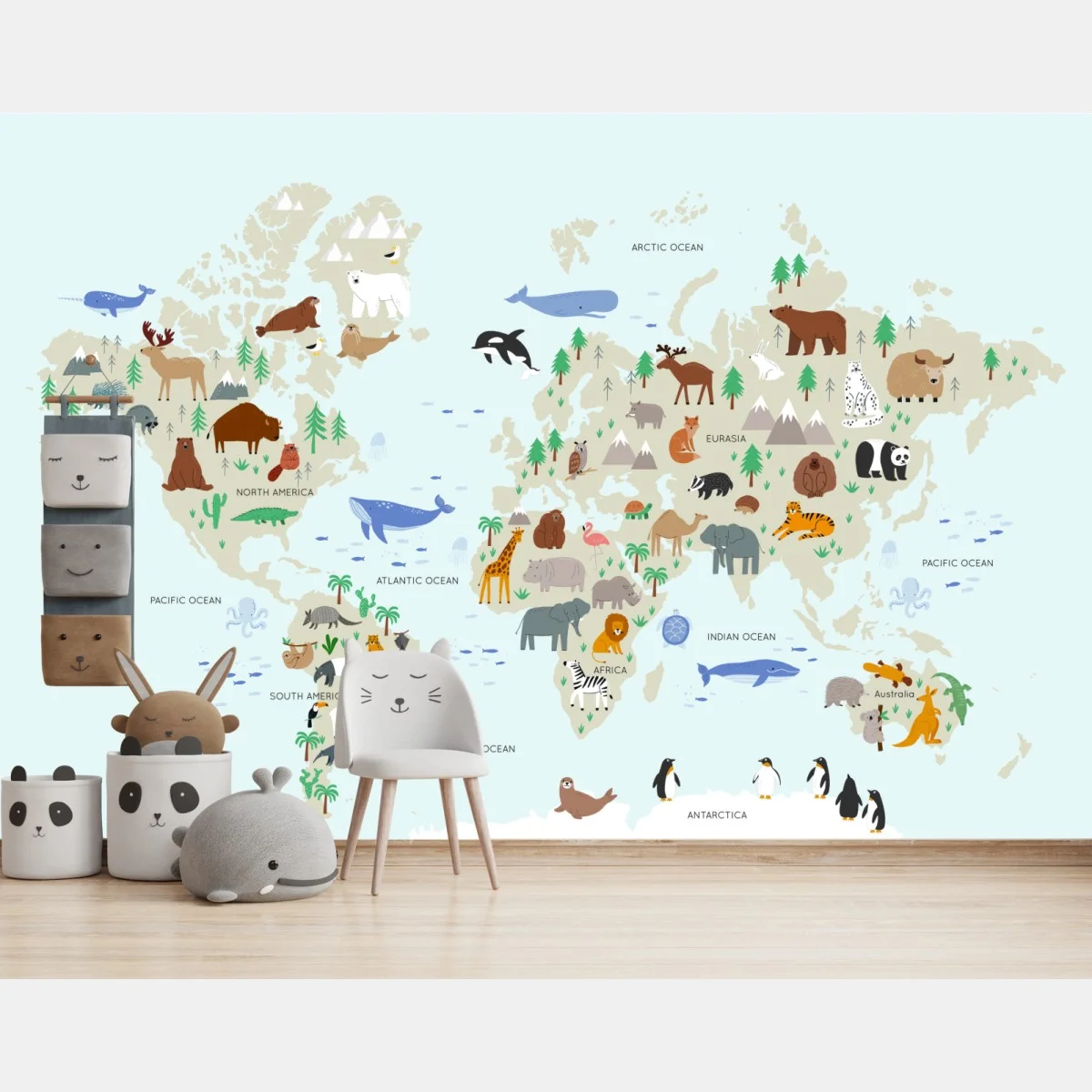 Fotomural mapa ilustrado de la fauna mundial – Pixers® Fotomural mapa ilustrado de la fauna mundial – Pixers®