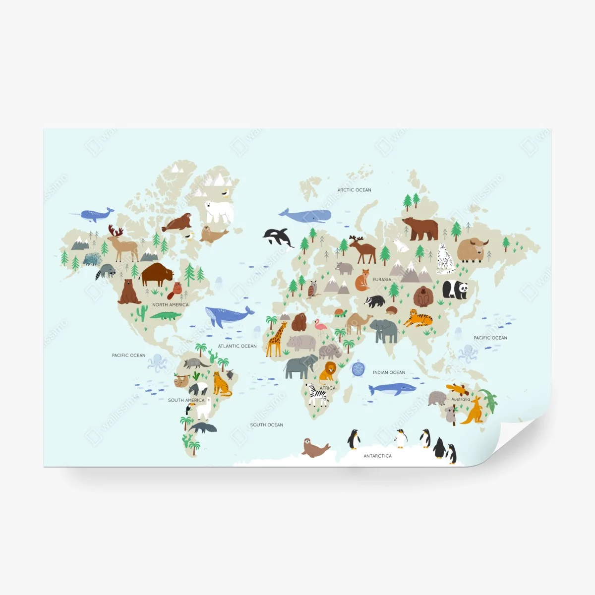 Fotomural mapa ilustrado de la fauna mundial – Pixers® Fotomural mapa ilustrado de la fauna mundial – Pixers®